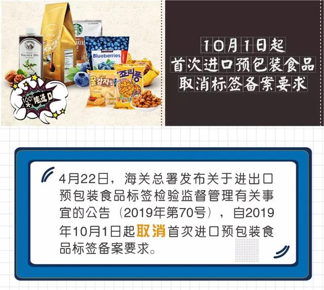 政策新動向 10月1日起，首次進口預包裝食品取消標簽備案要求